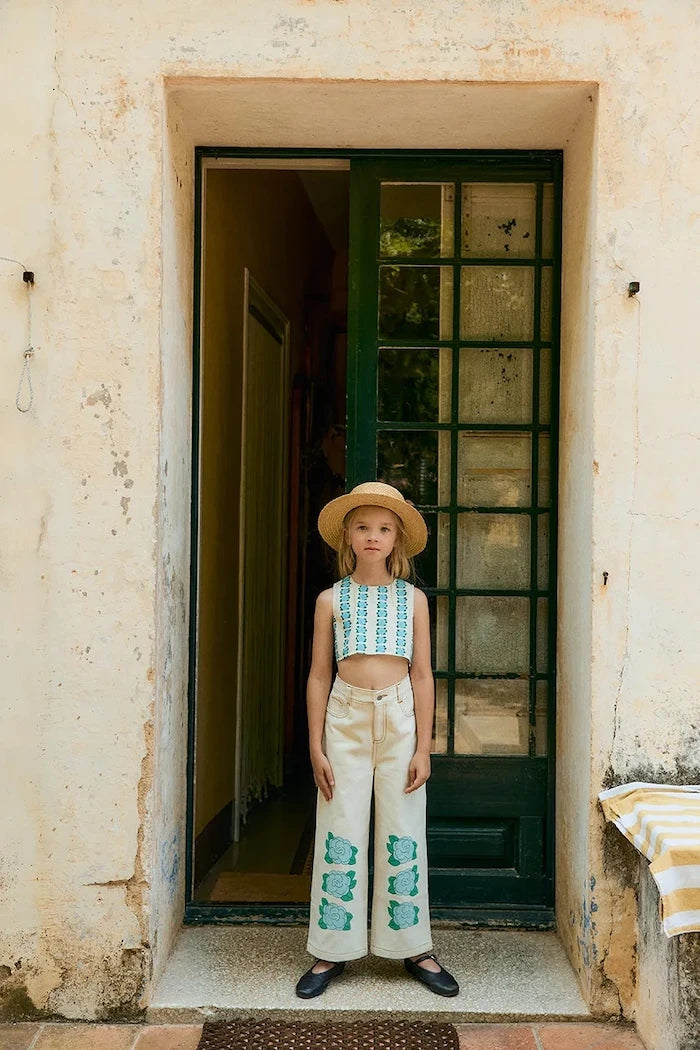 Tinycottons дънки за деца BLUE FLOWER PRINT DENIM JEANS
