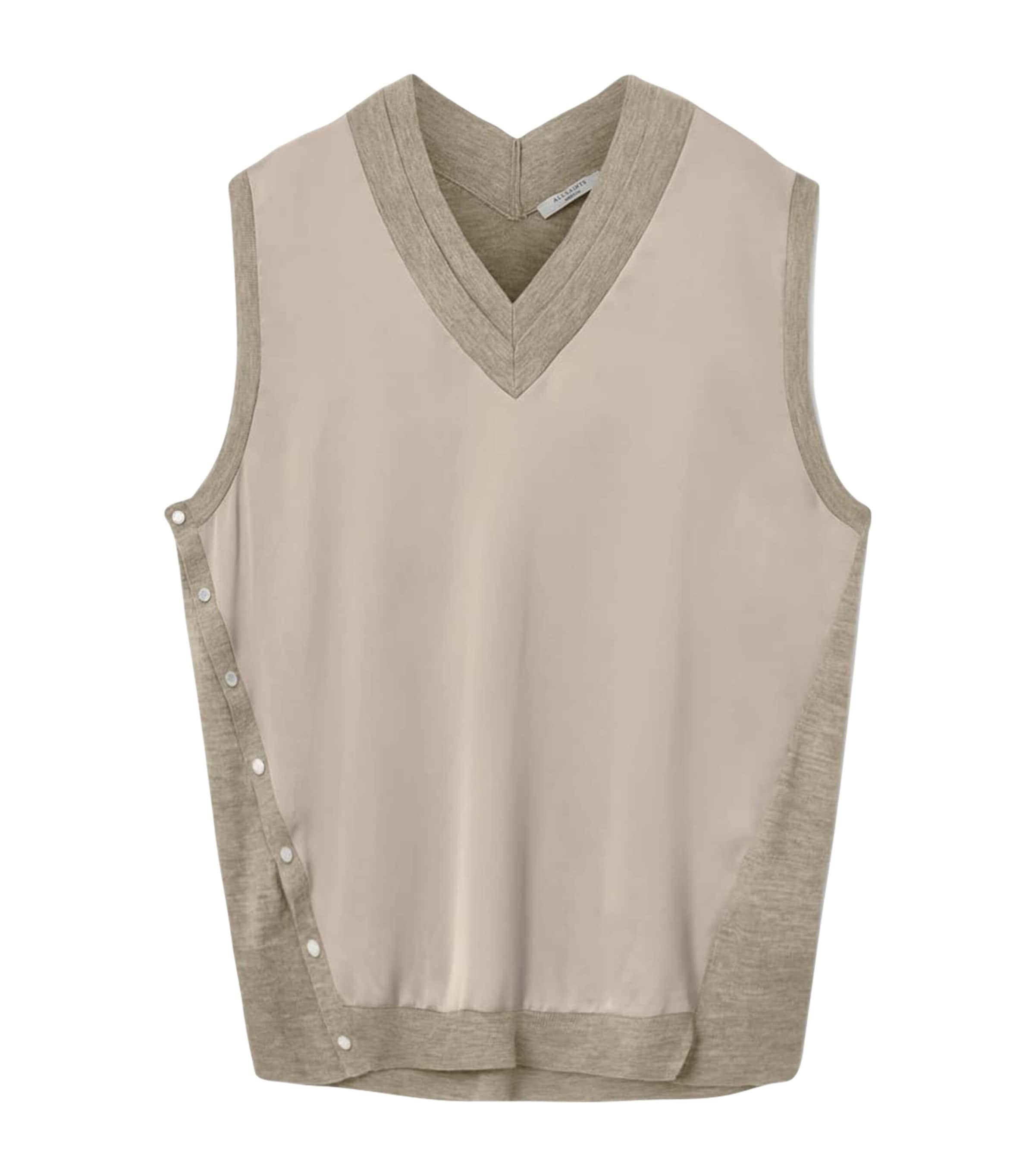 AllSaints Grey Bern Studded Tank Top