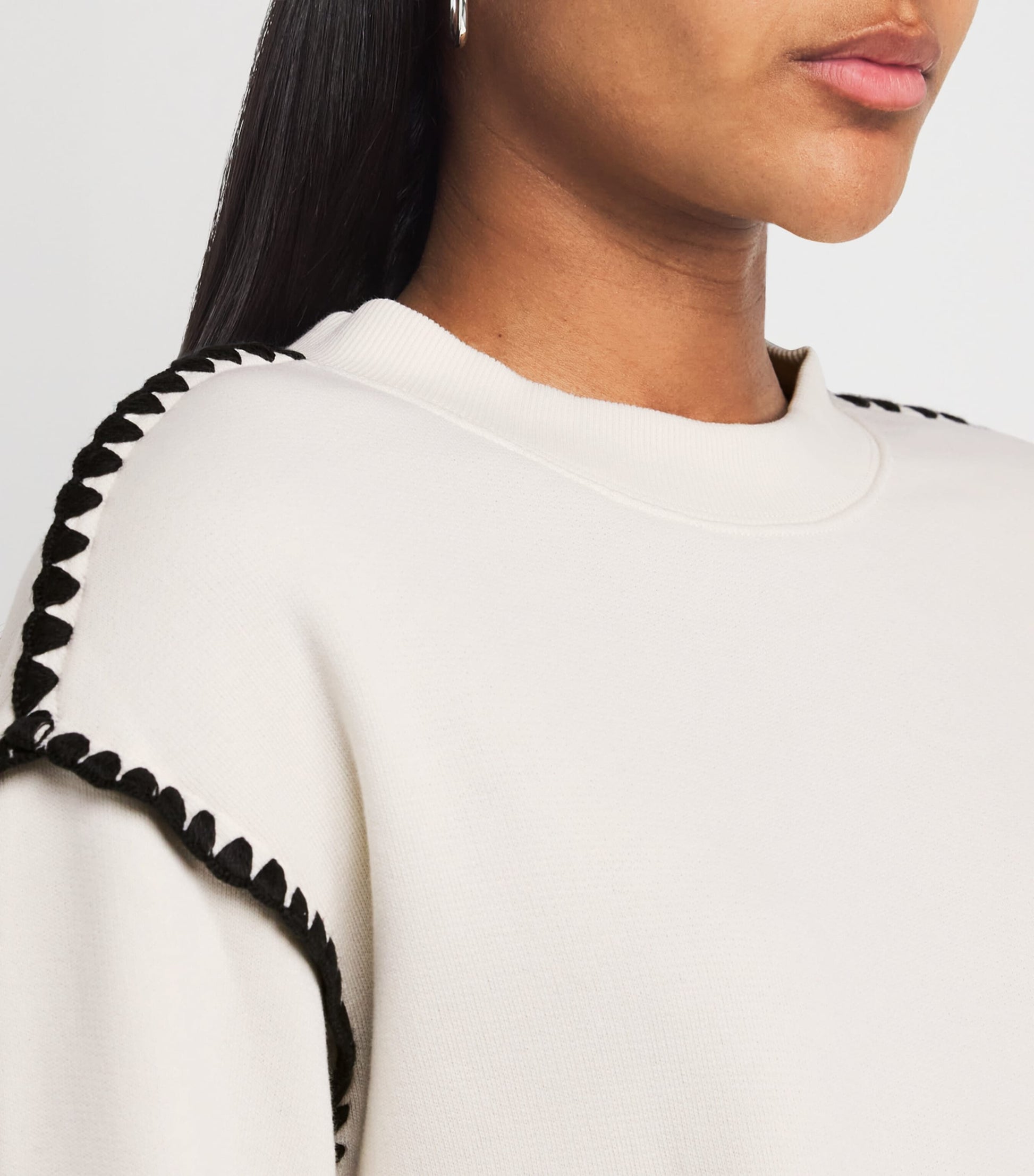 Ivory Vintage Terry Blanket-Stitch Sweatshirt