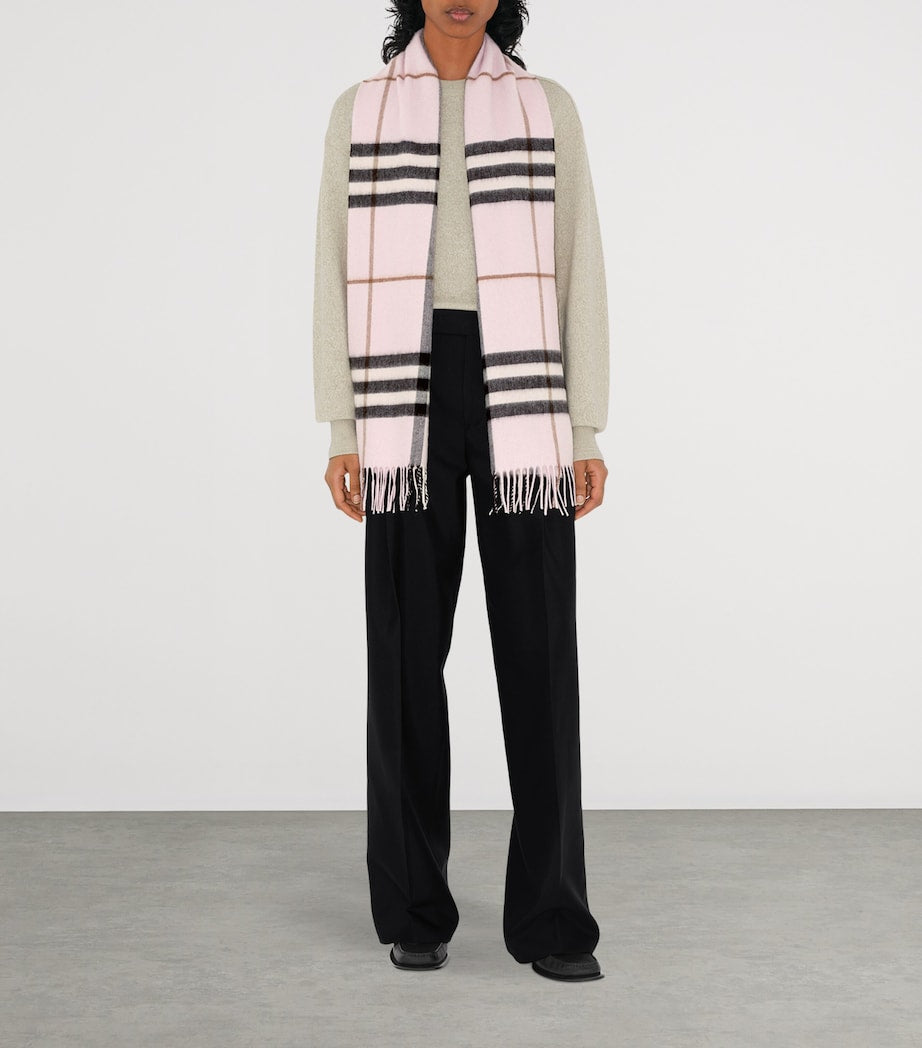 Burberry Pink Cashmere Check Scarf