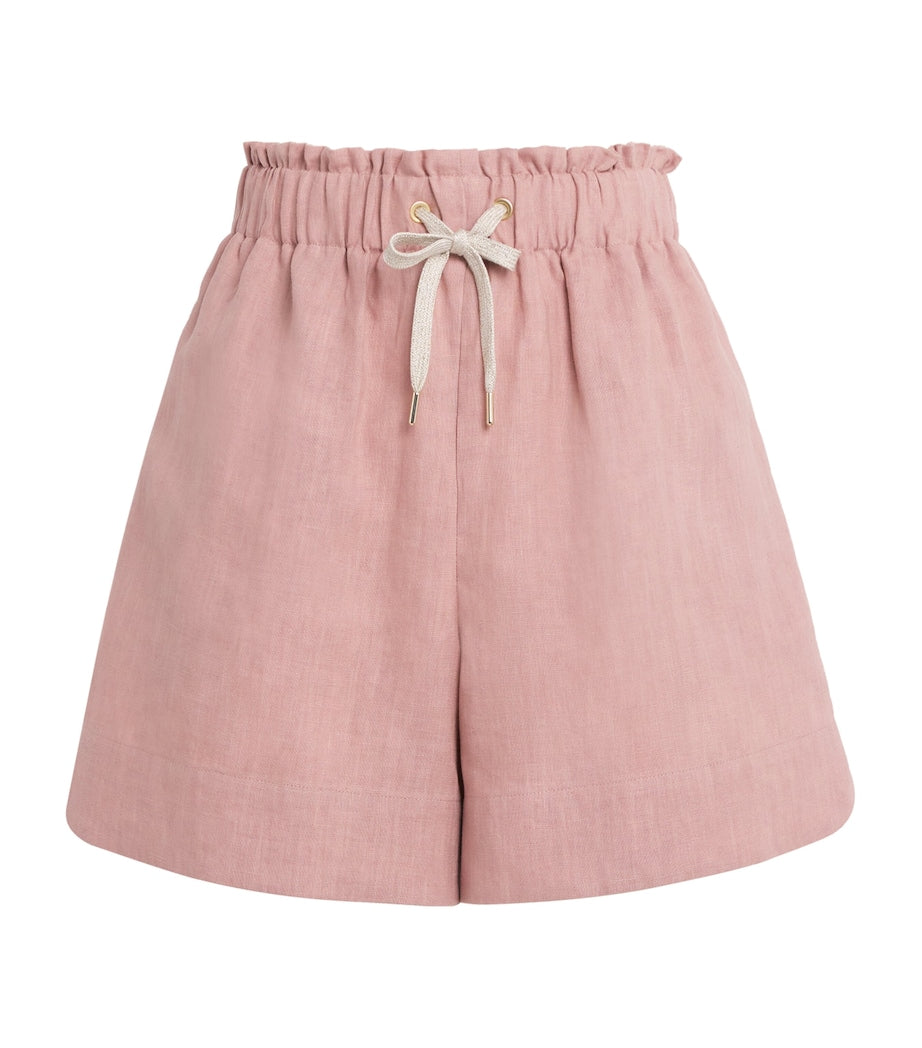 Neutral Linen Drawstring Shorts