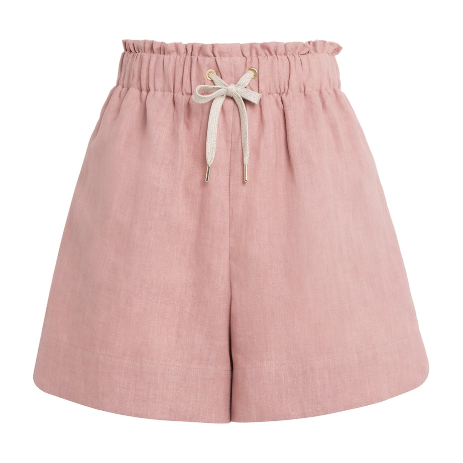 Neutral Linen Drawstring Shorts