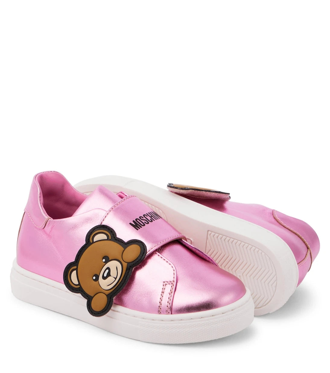 Moschino Kids - أحذية رياضية جلدية بشعار
