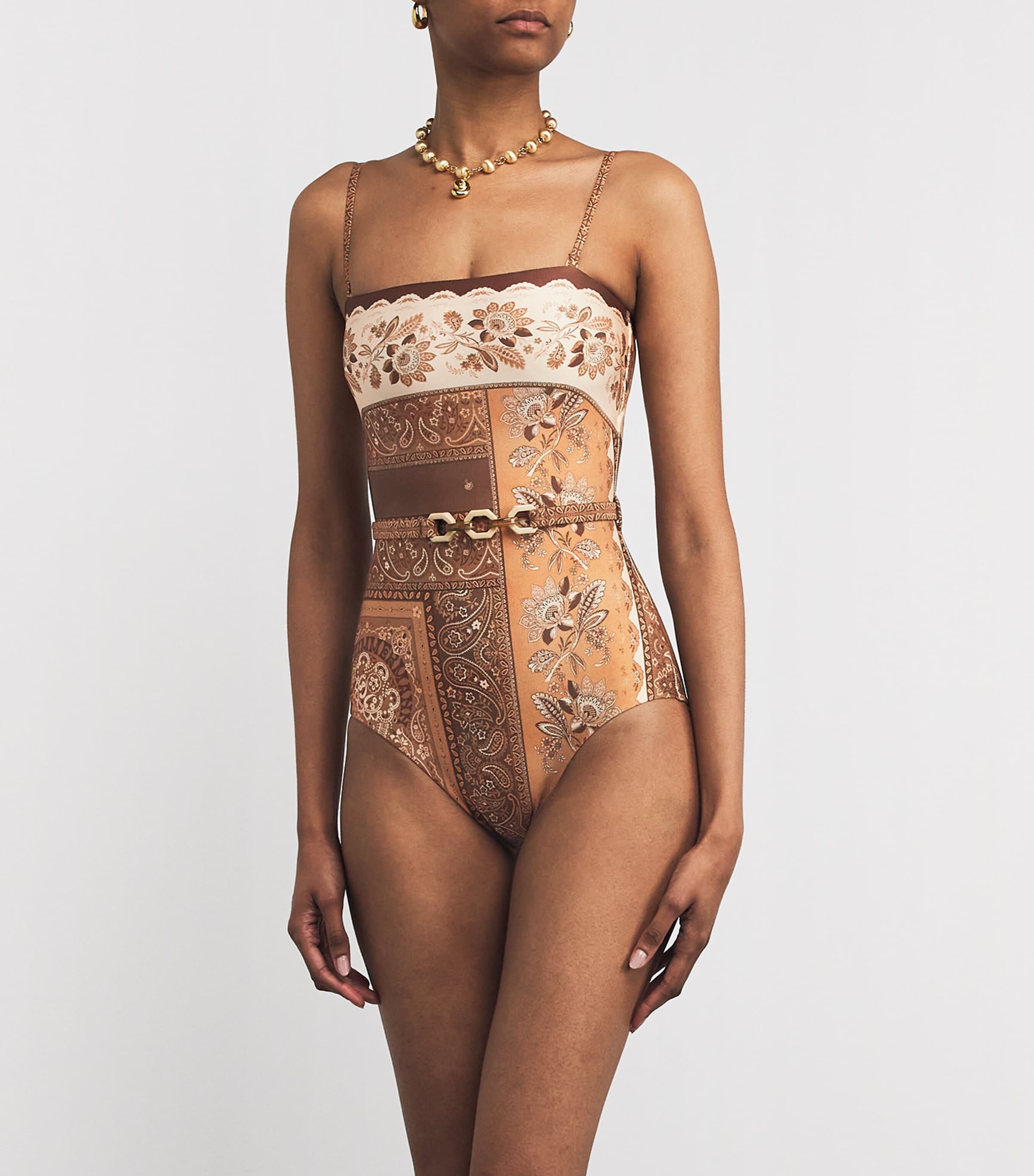 Zimmermann Brown Paisley Lucky Swimsuit