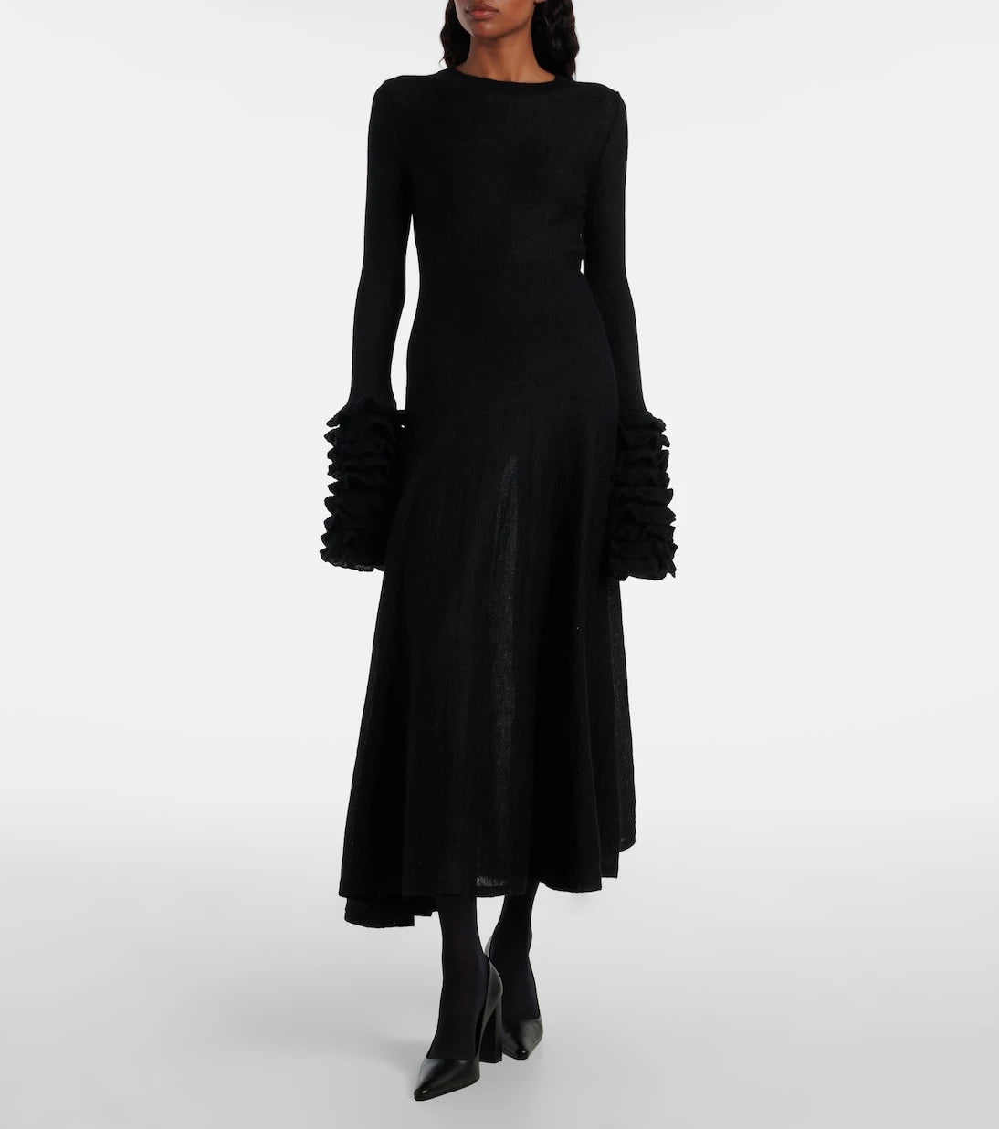 Alaïa - Ruffled mohair-blend midi dress