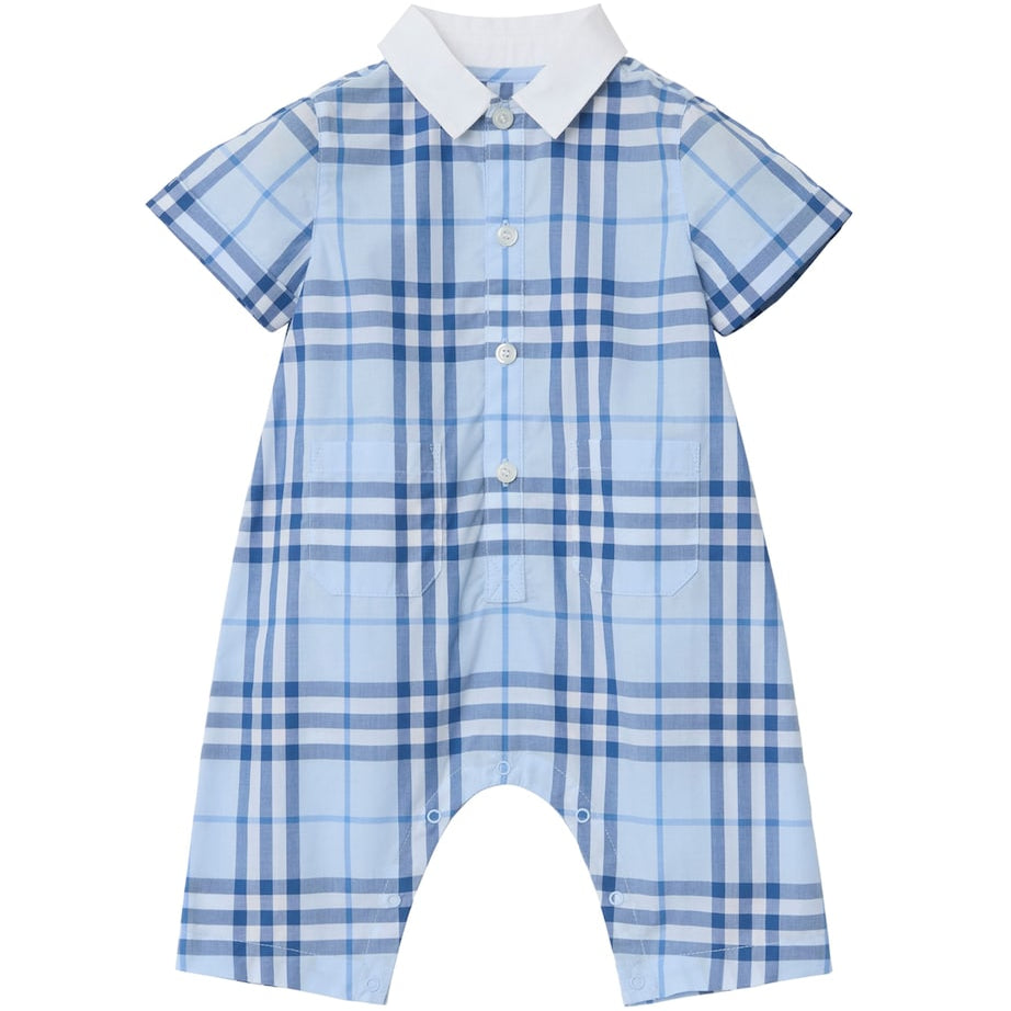 Burberry Kids Cotton Check Collared Playsuit (1-18 Months)