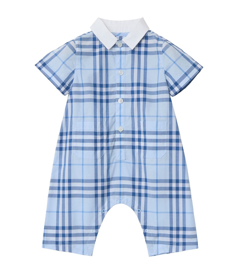 Burberry Kids Cotton Check Collared Playsuit (1-18 Months)