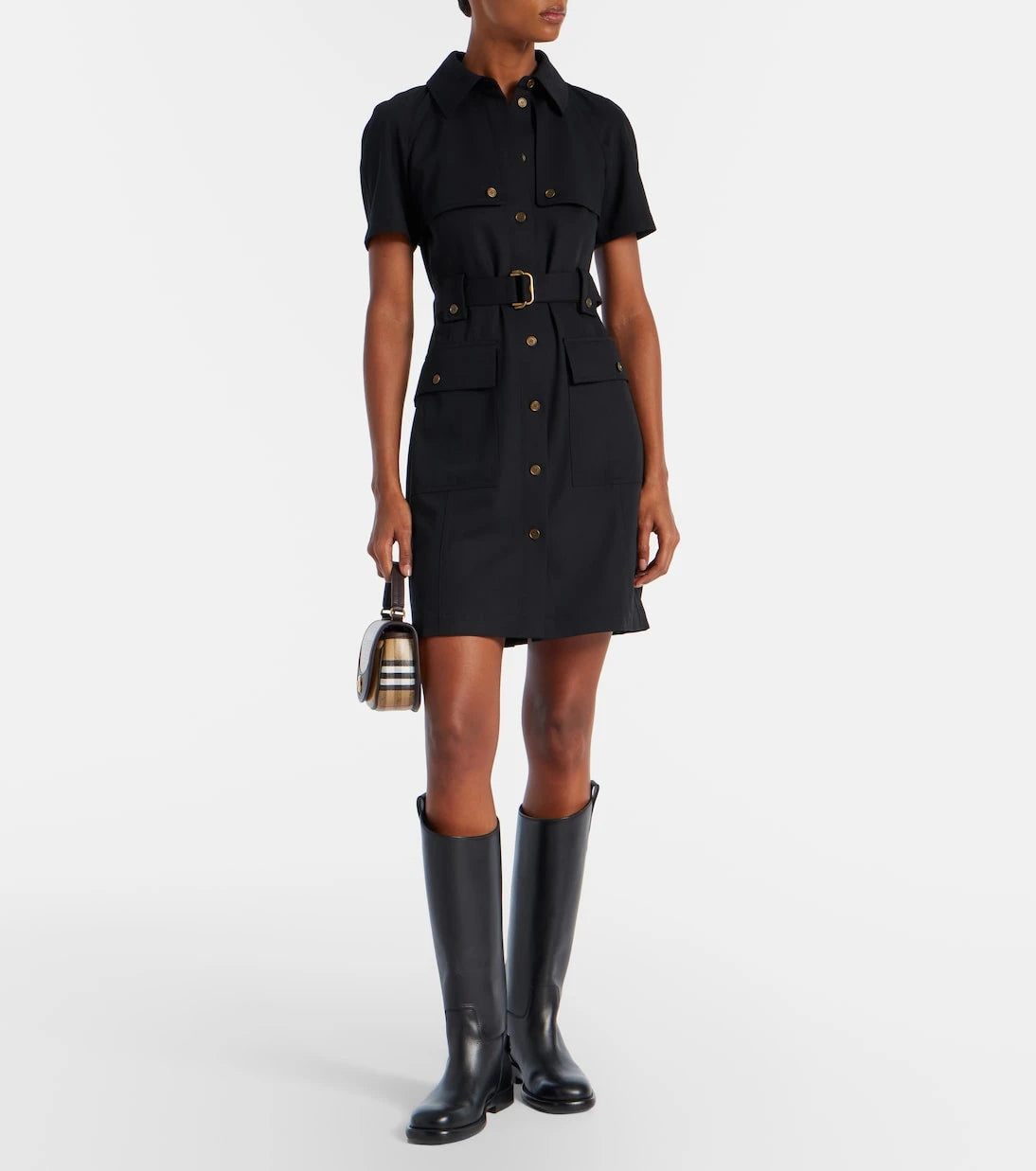 Burberry - Belted wool shirt dress