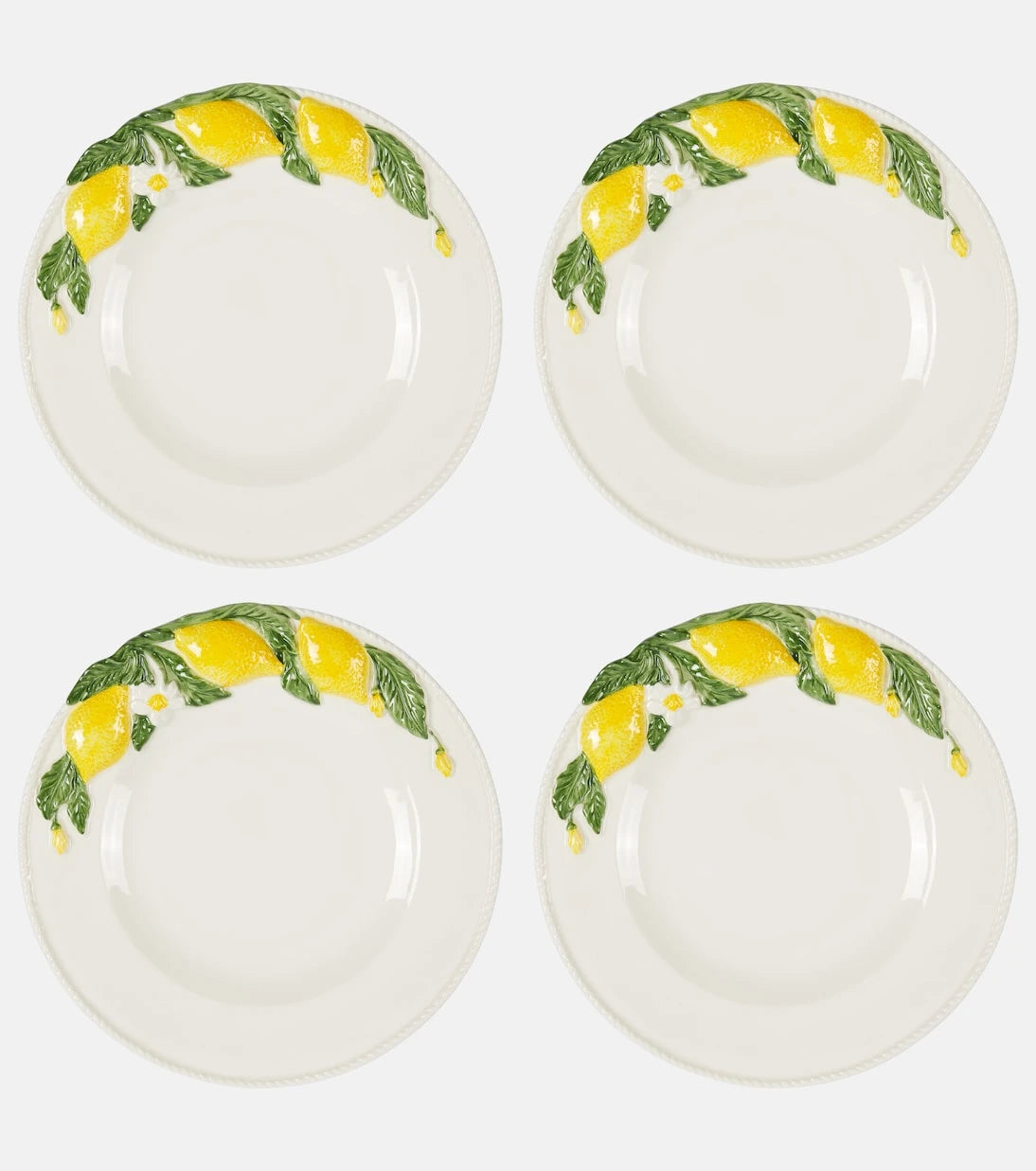 Les-Ottomans - Limon desenli 4'lü yemek tabağı seti