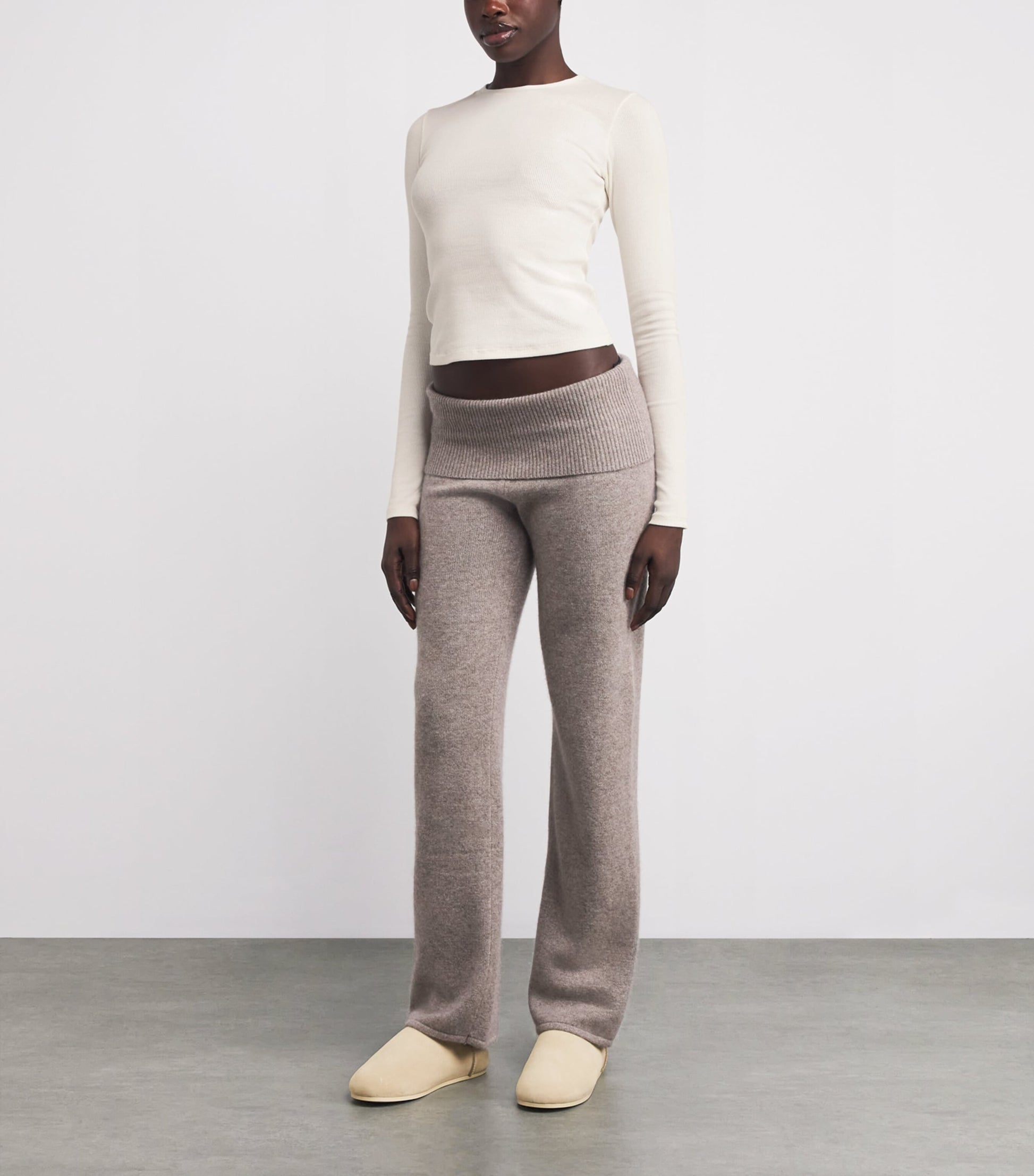 Skims Ivory Cotton-Blend Long-Sleeve T-Shirt