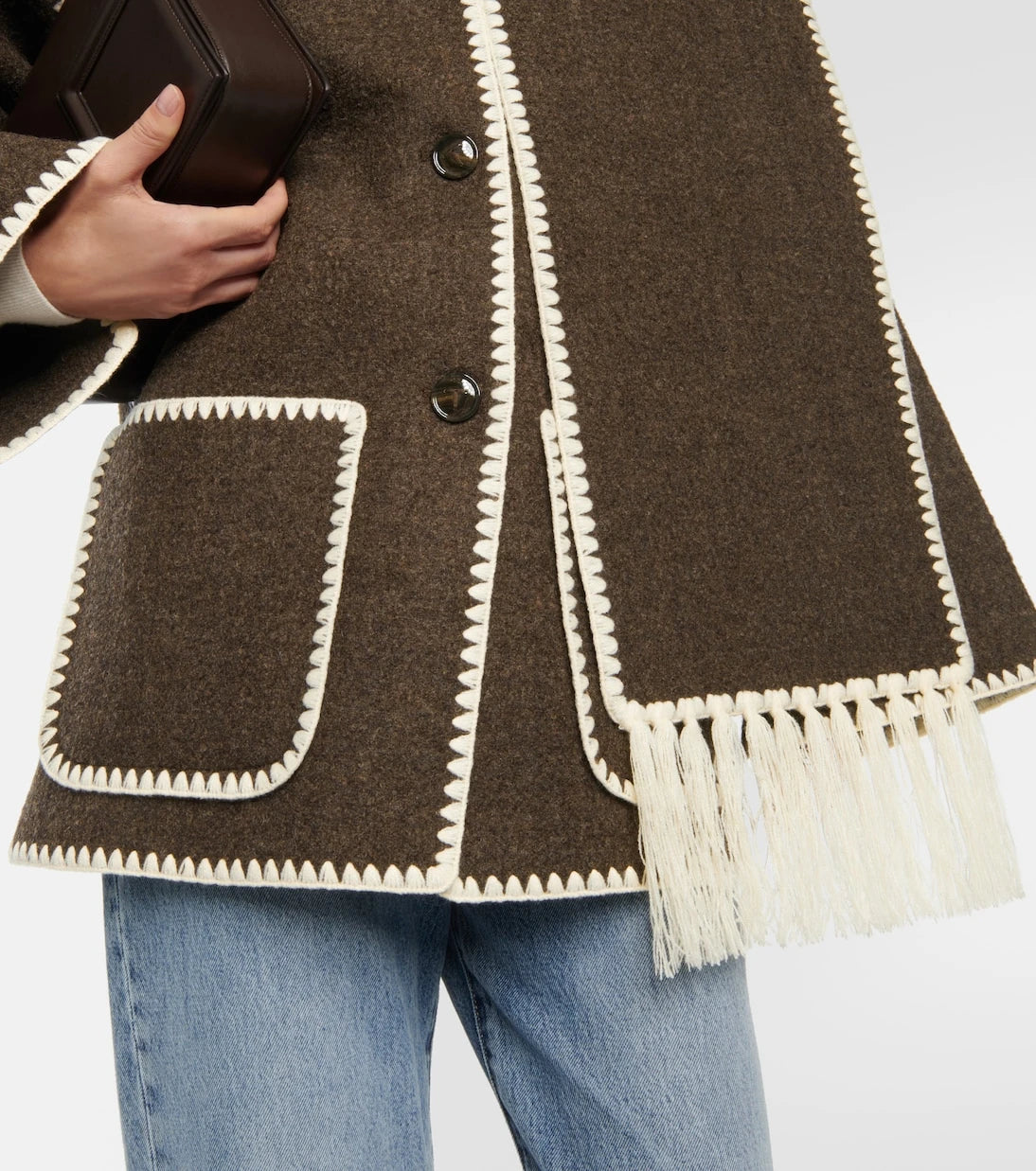 Toteme - Embroidered wool-blend scarf jacket