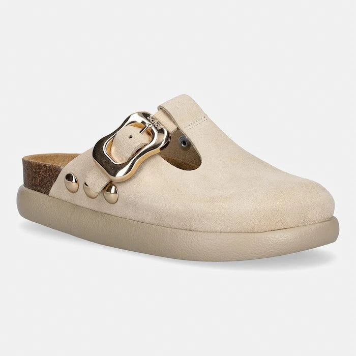 Scholl чехли сабо дамски от велур FLORA