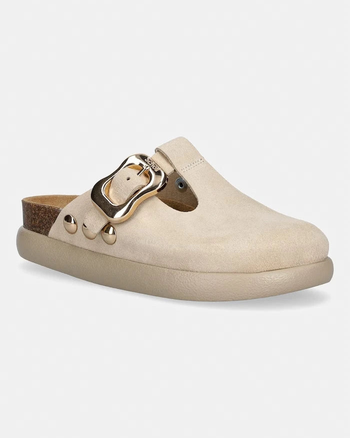 Scholl чехли сабо дамски от велур FLORA