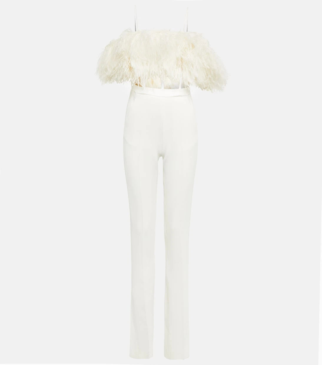 David Koma - Feather-trimmed cady jumpsuit