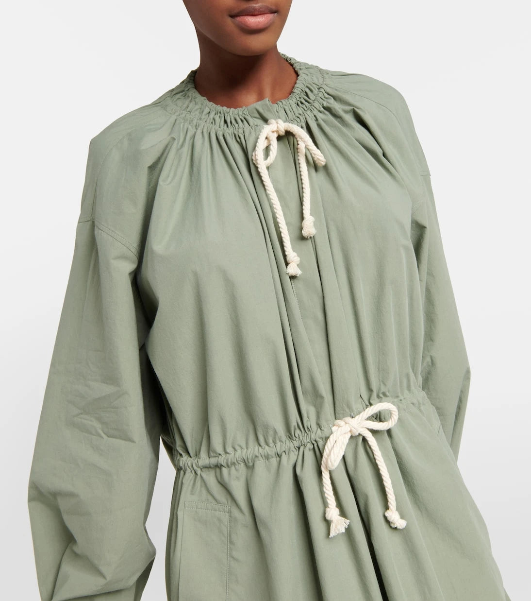 Jil Sander - Drawstring cotton poplin midi dress