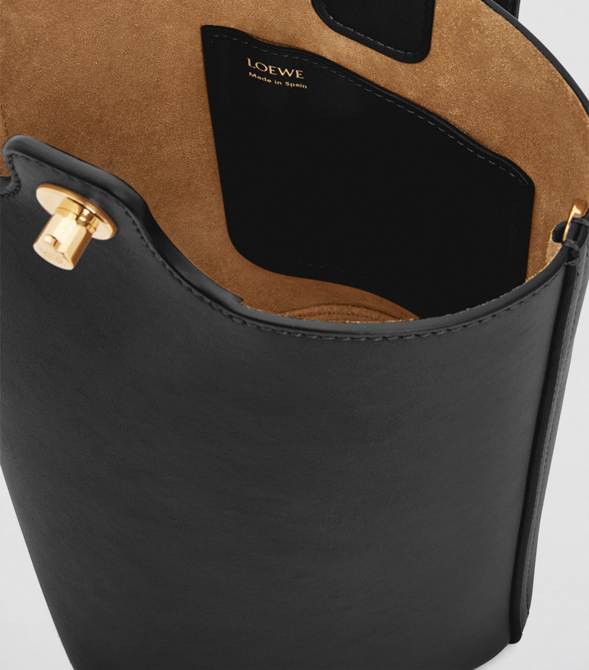 LOEWE Black Mini Leather Pebble Bucket Bag