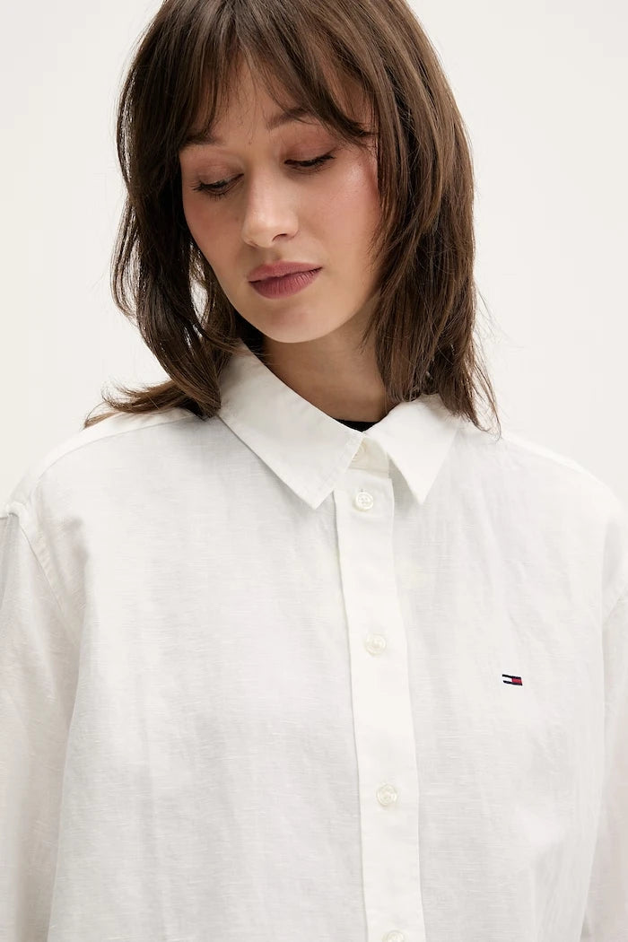 Tommy Jeans kadın keten gömlek