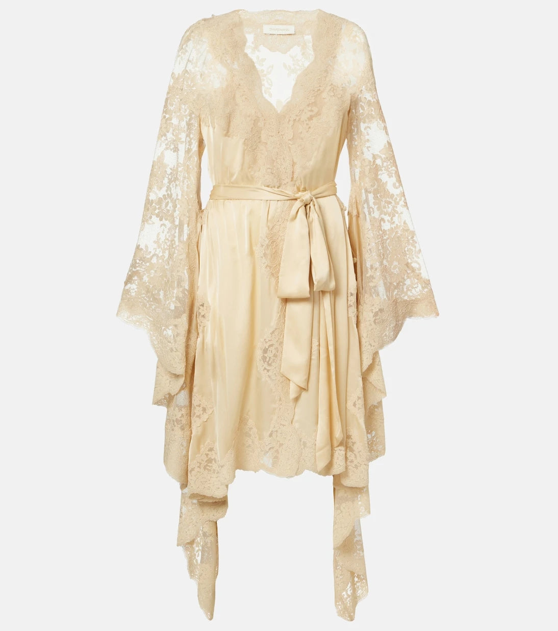 Zimmermann - Como lace-trimmed draped silk midi dress