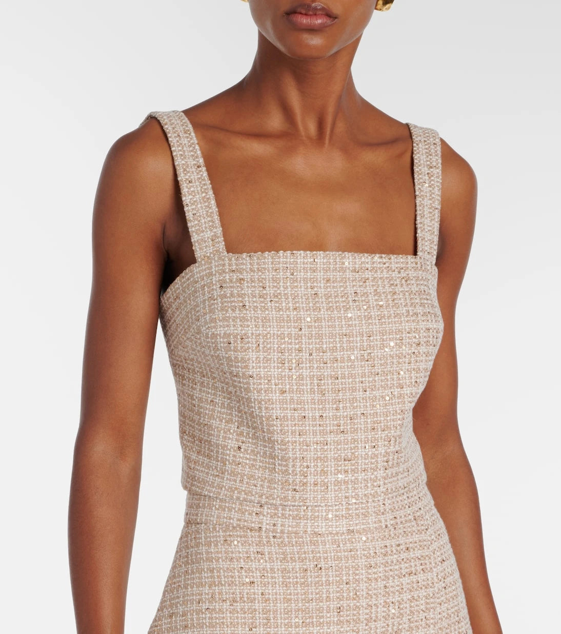 Elie Saab - Checked sequined tweed crop top
