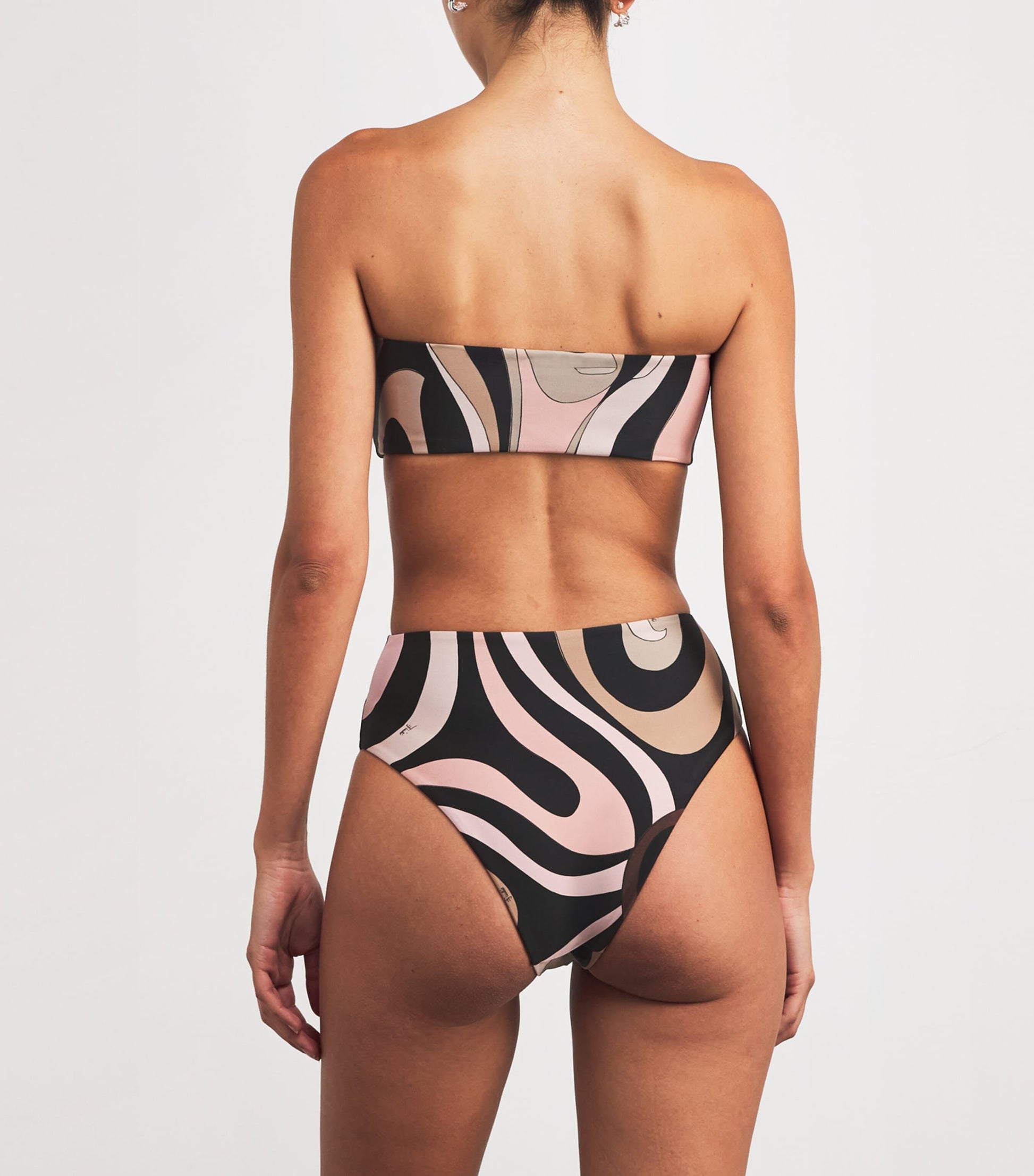 Multi Marmo Print High-Rise Bikini Bottoms