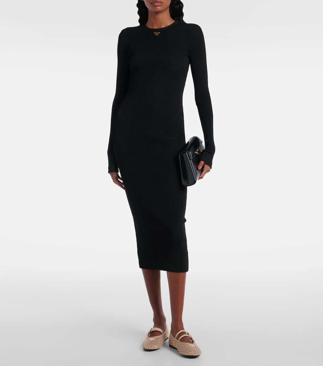 Prada - Macramé mesh Mary Jane flats