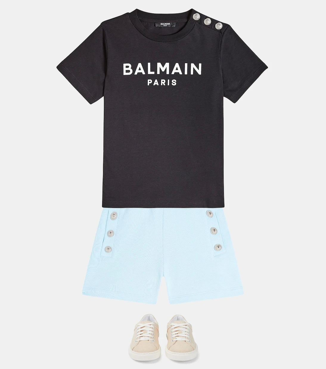 Balmain Kids - شورت من القطن الجيرسيه
