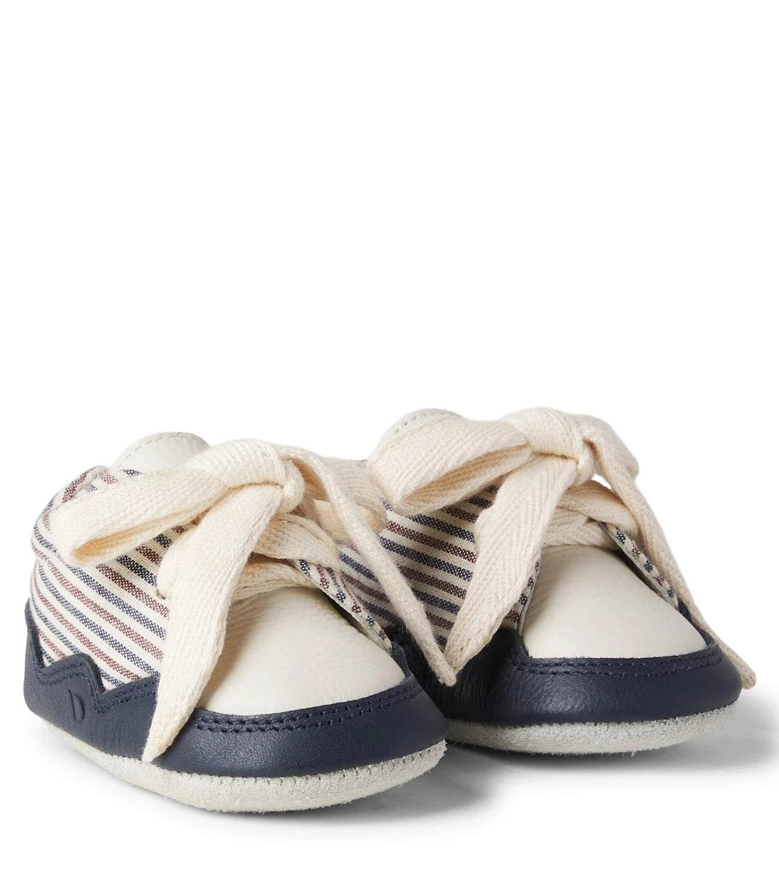 Donsje - Baby Pluksel leather-trimmed striped booties
