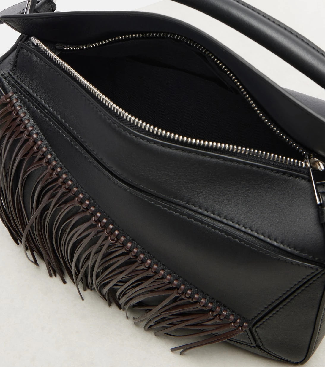 Loewe - Puzzle Small fringed leather shoulder bag