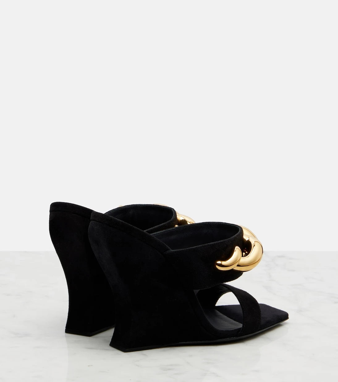 Alaïa - Wave Jewel 110 حذاء مفتوح بكعب ويدج من الشمواه