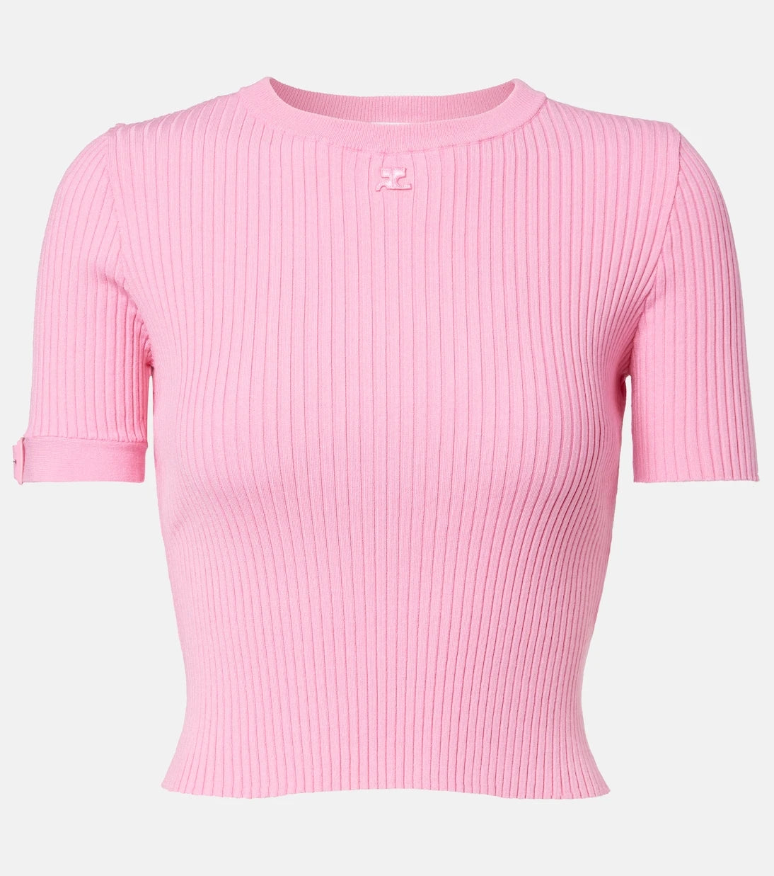 Courrèges - Logo ribbed-knit crop top