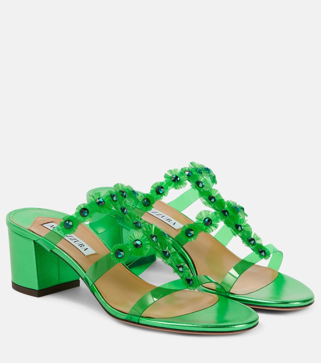 Aquazzura - Meteorite embellished PVC mules