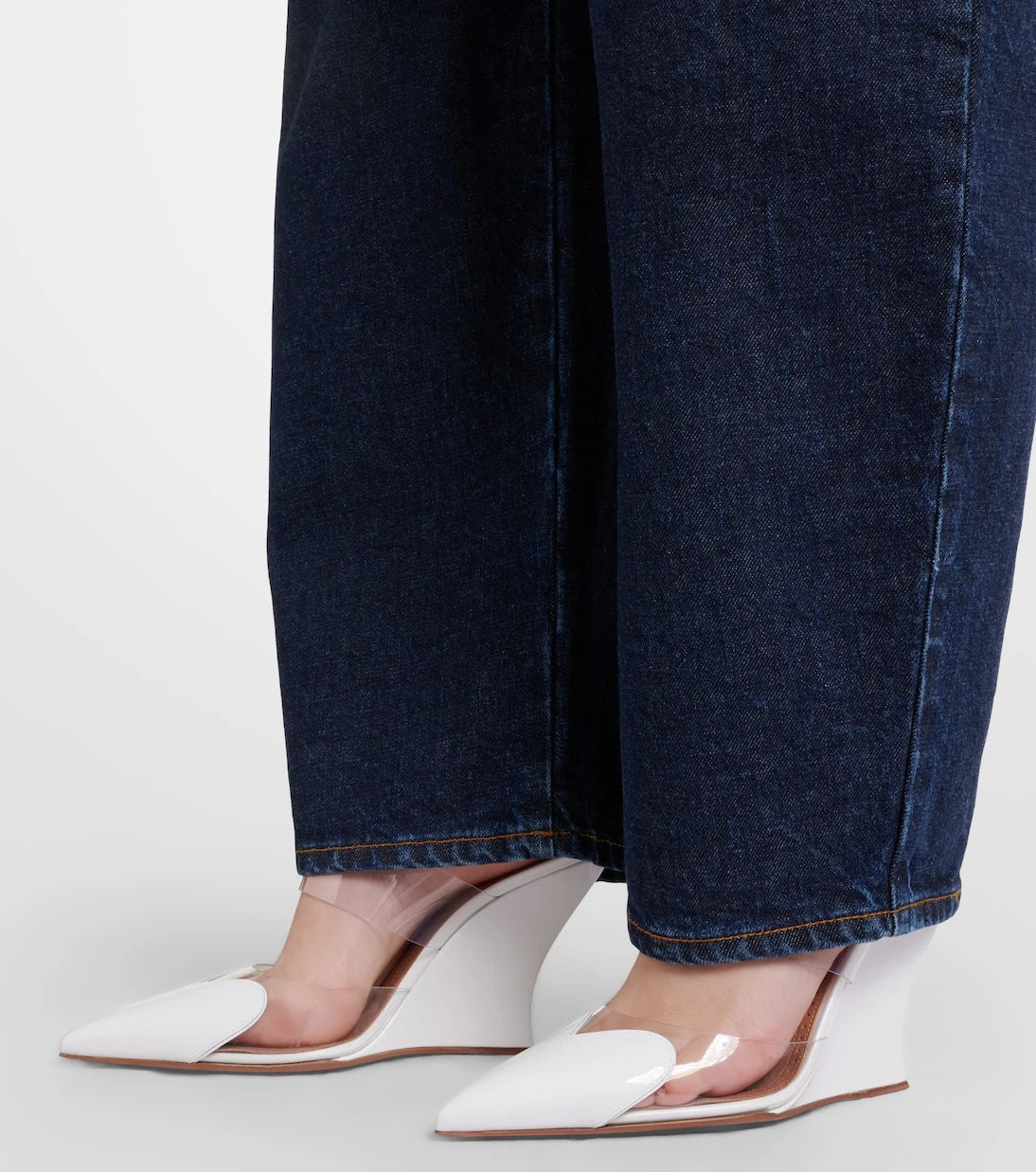 Alaïa - Le Cœur 90 leather and PU wedge mules