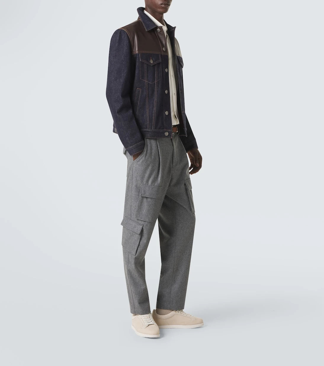 Brunello Cucinelli - Suede-trimmed leather sneakers
