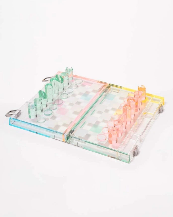 SunnyLife Mini Lucite Aurora Satranç ve Dama