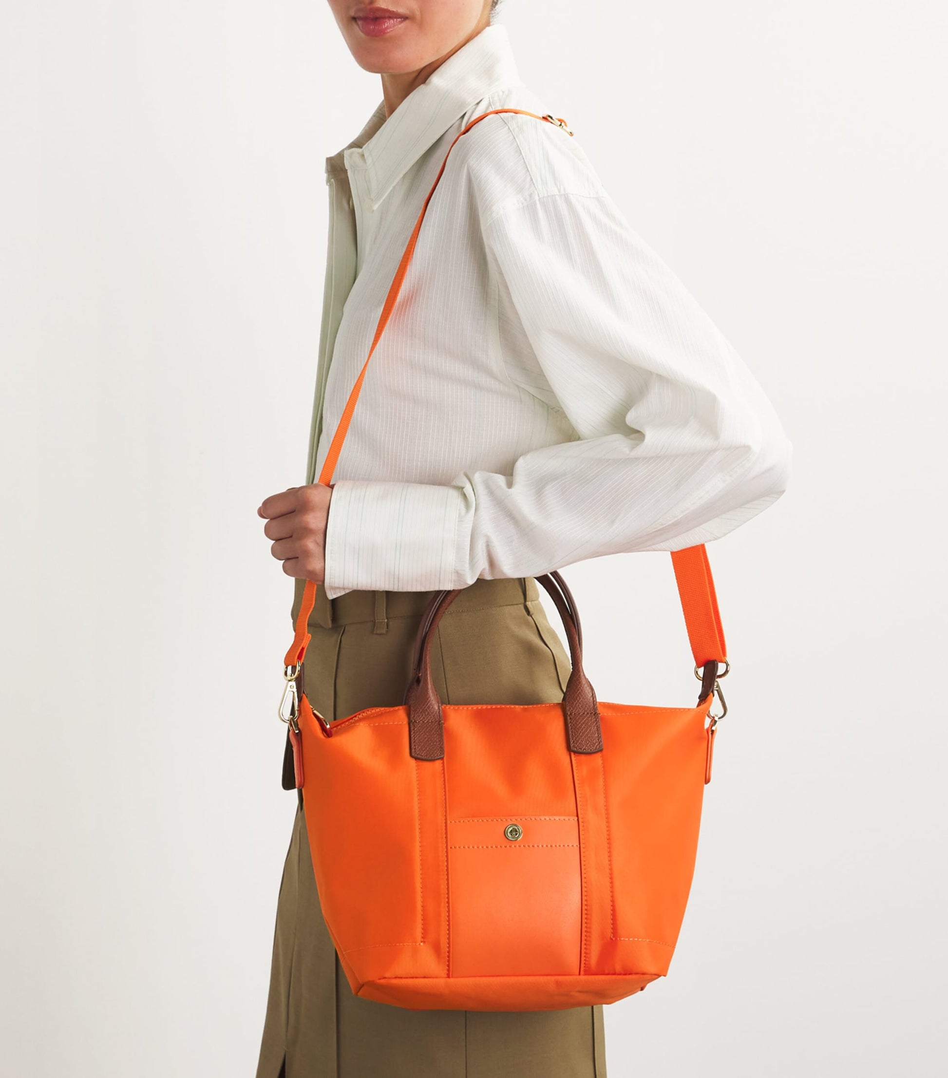Orange Grab Nylon Tote Bag