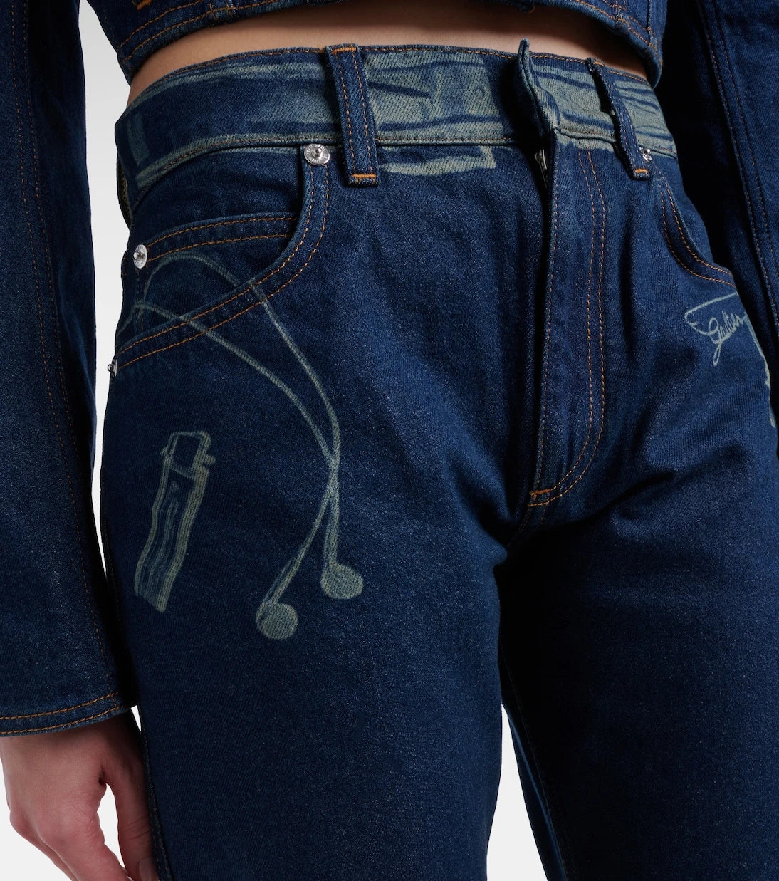 Jean Paul Gaultier - Printed mid-rise straight jeans