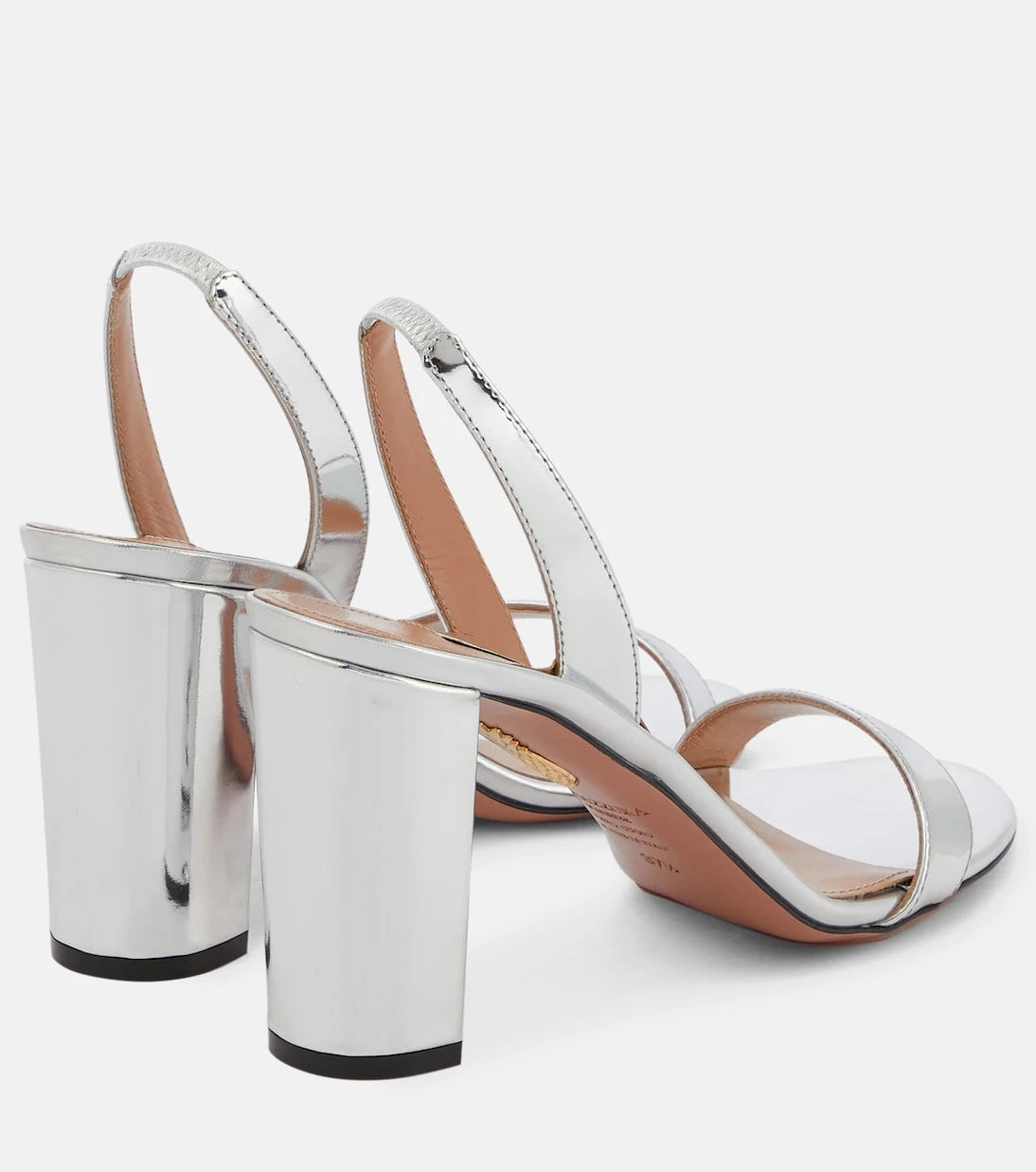 Aquazzura - حذاء So Nude 85 من الجلد المعدني بكعب عالٍ