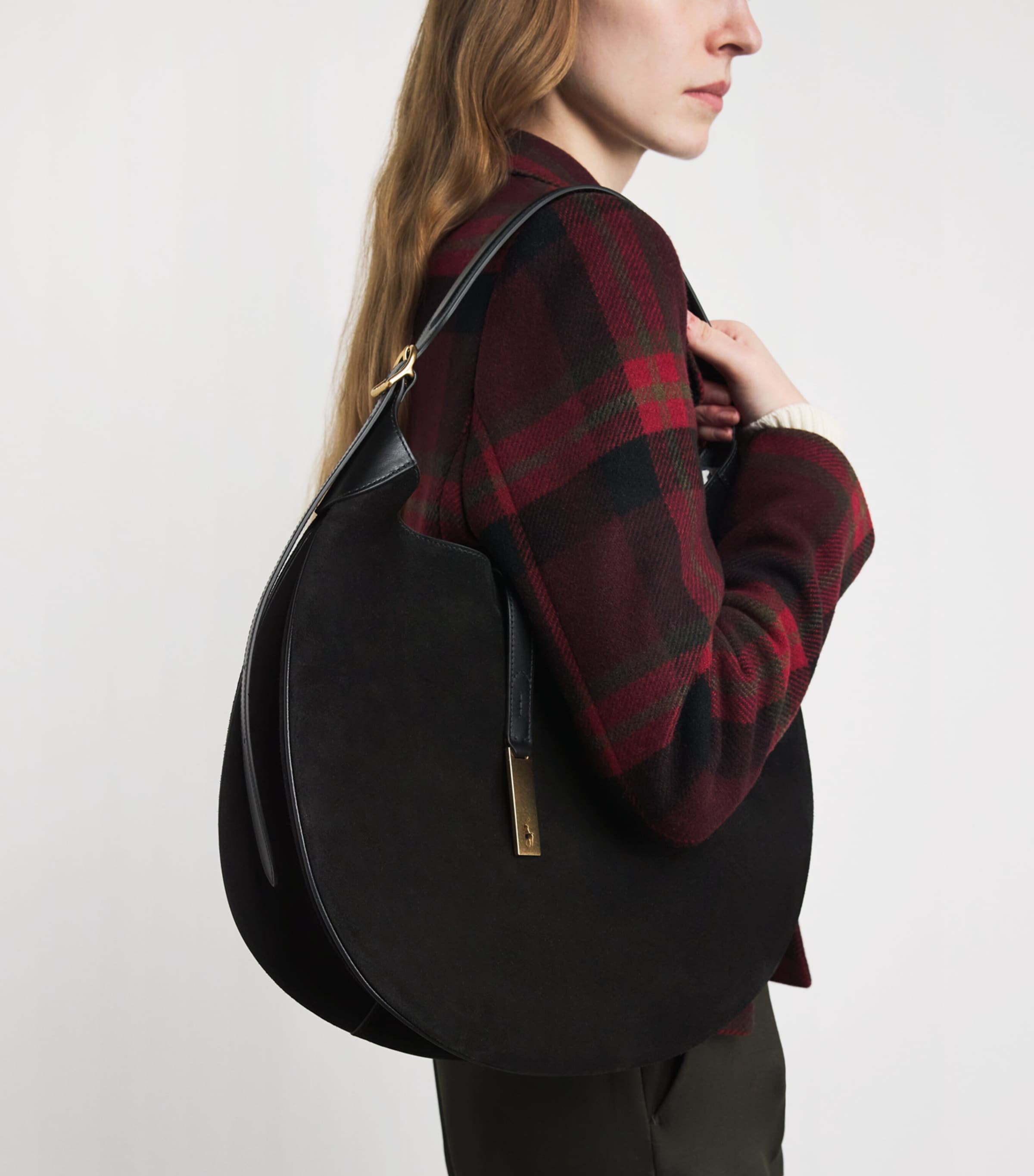 Medium Suede ID Shoulder Bag