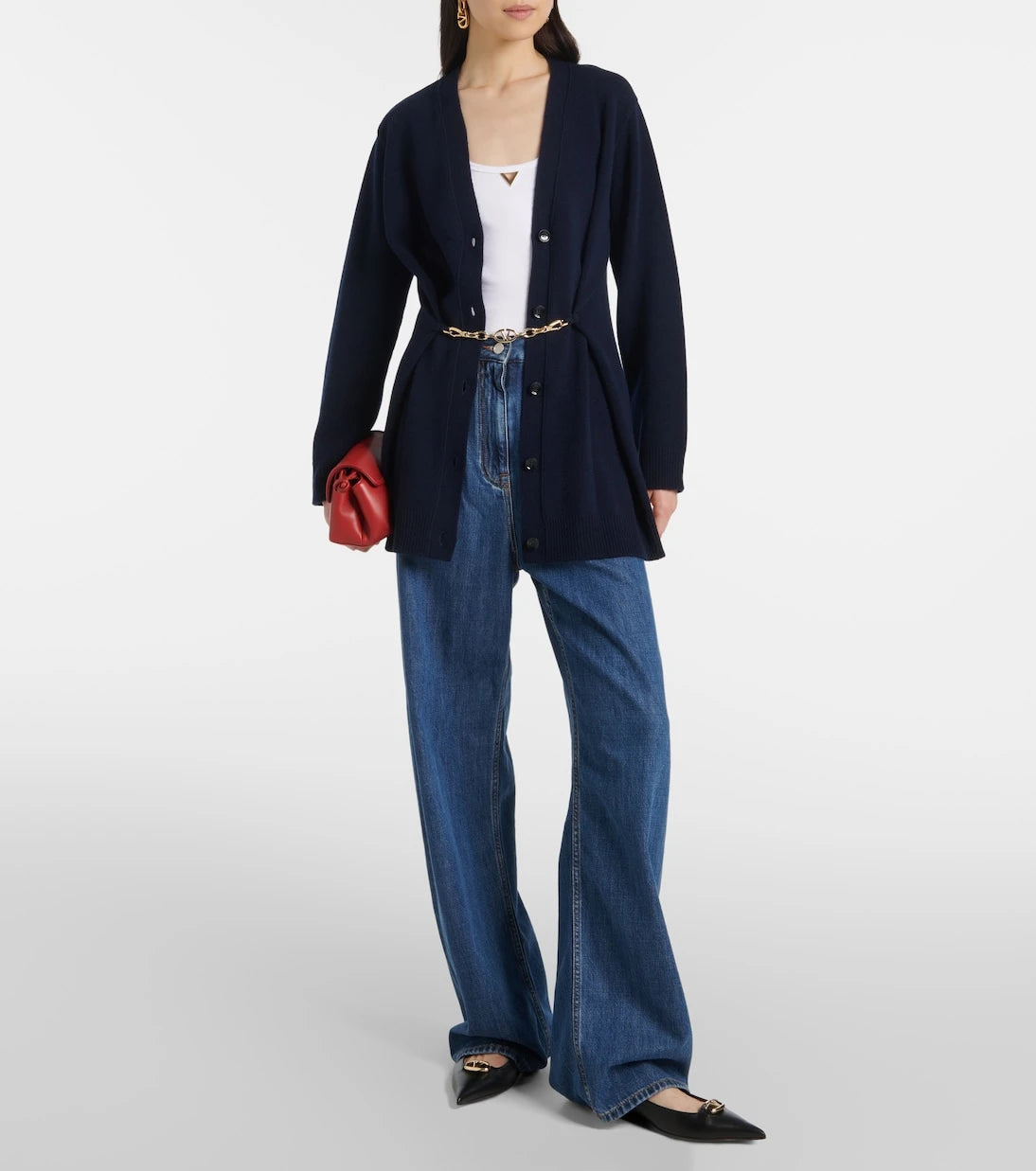 Valentino - Chain-detail virgin wool cardigan