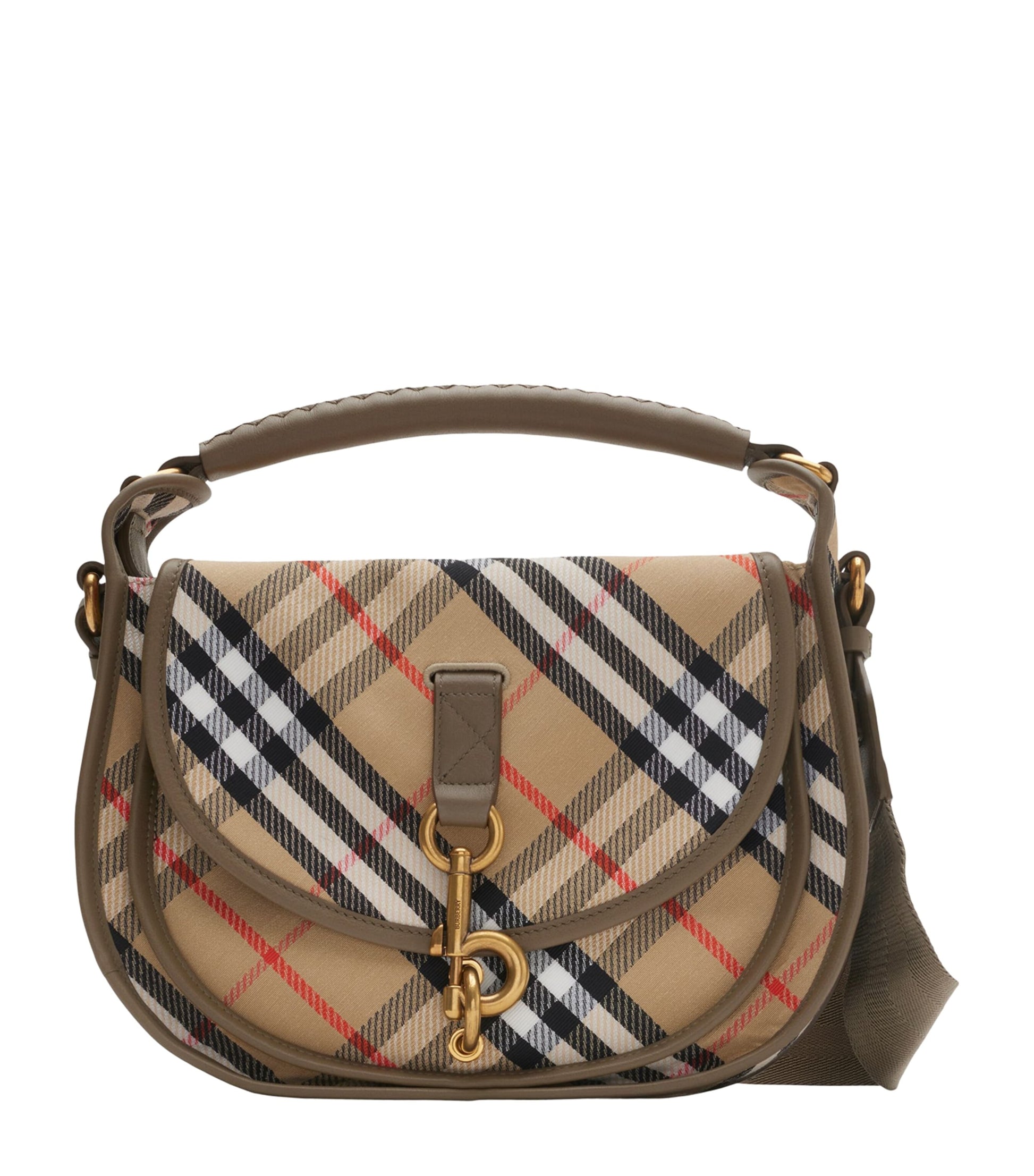 Burberry Beige Small Canvas Check B Clip Messenger Bag
