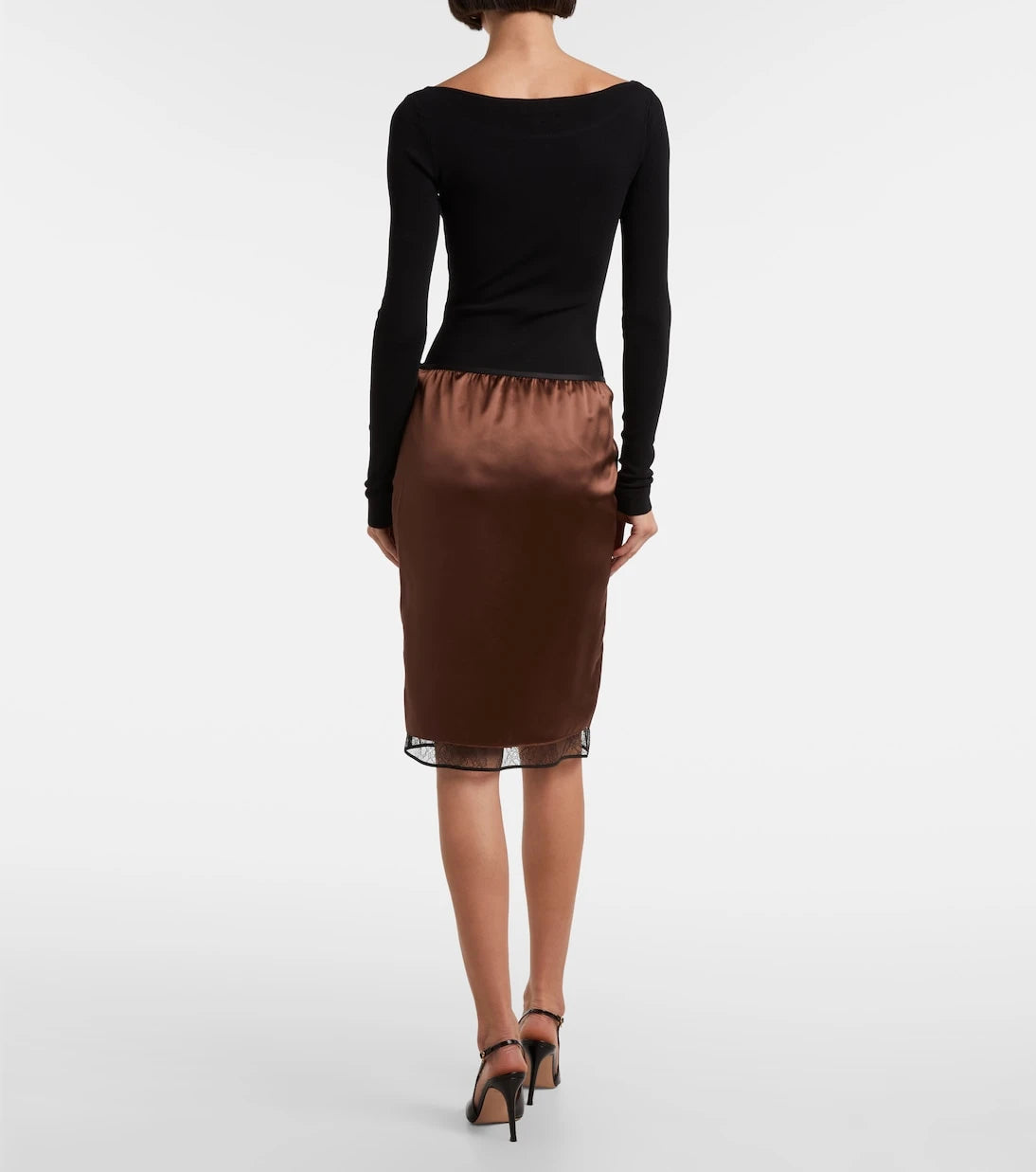 Jacques Wei - Lace-trimmed satin miniskirt