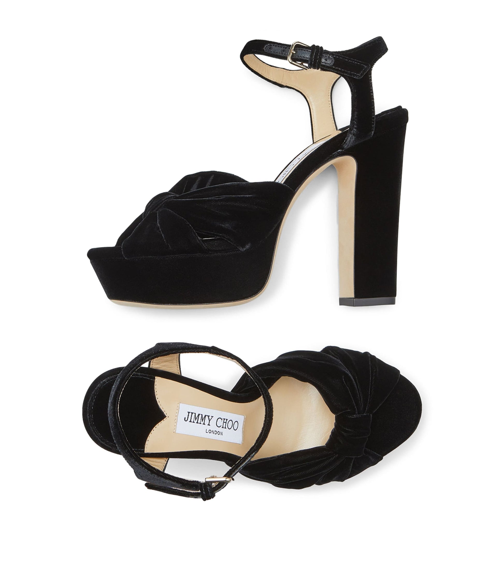 Black Heloise 120 Velvet Platform Sandals