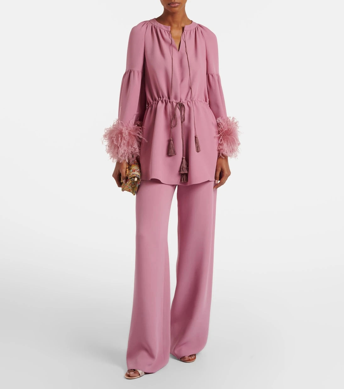 Valentino - Cady Couture feather-trimmed tunic