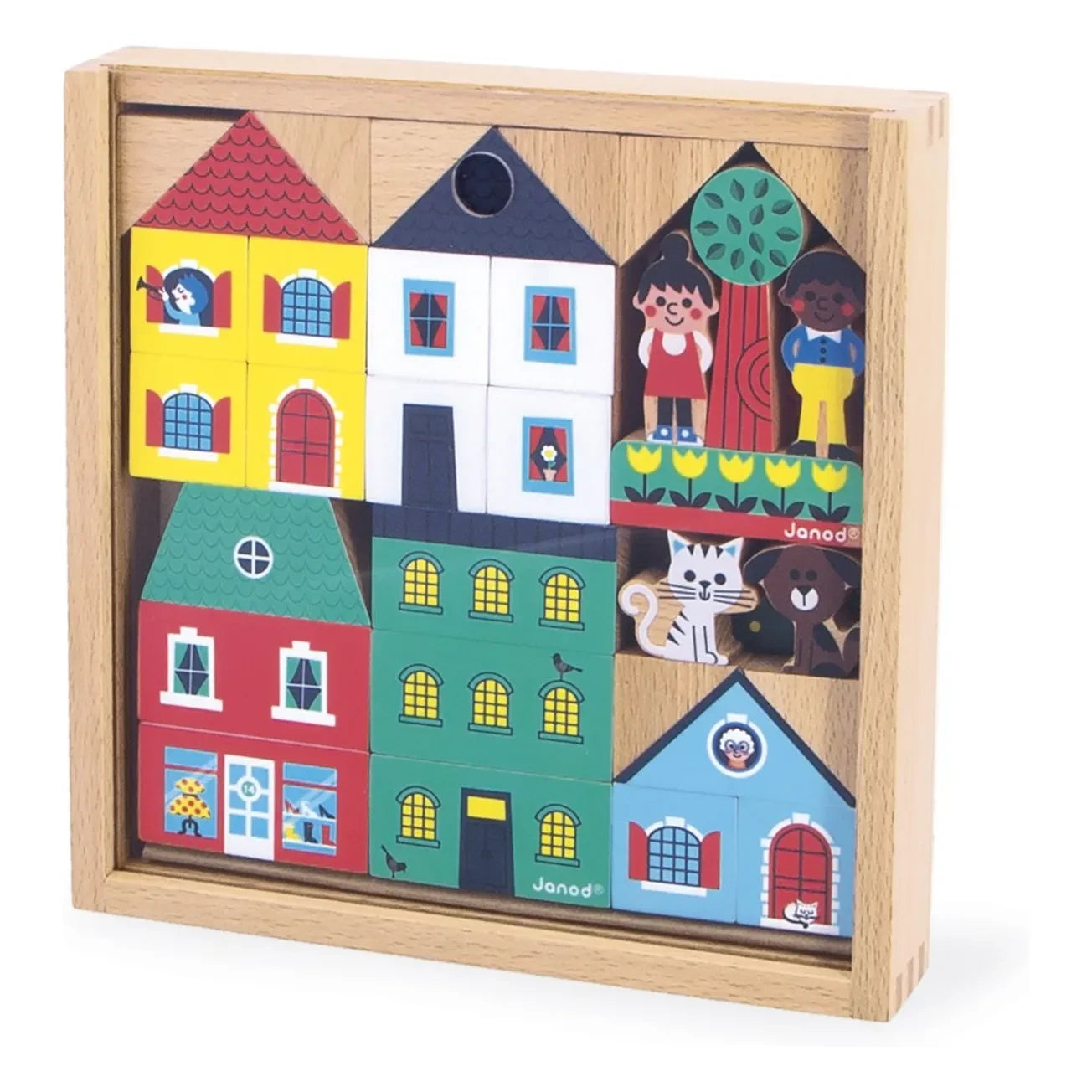Janod - City wooden blocks set - Cross Roads