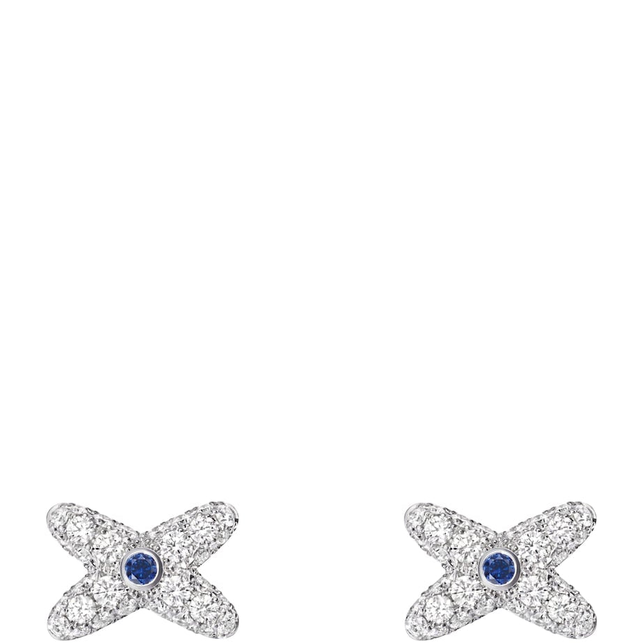 White Gold, Diamond and Sapphire Jeux de Liens earrings