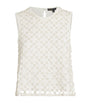 Maje White Crochet Beaded Top