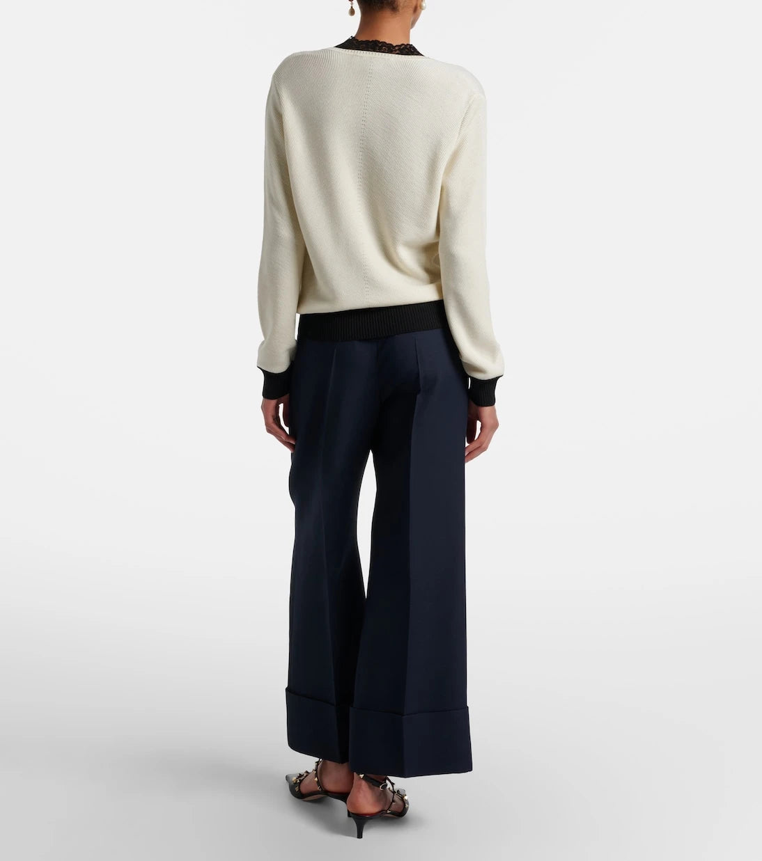 Valentino - VGold Crepe Couture wide-leg pants