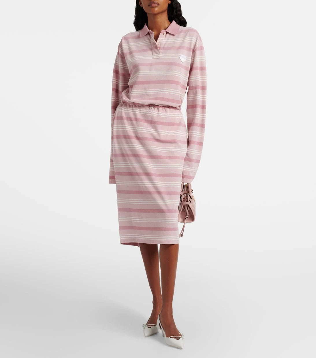 Prada - Striped cotton piqué pencil skirt