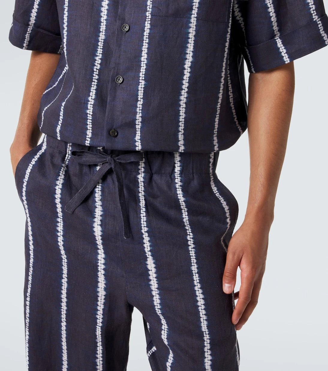Commas - Striped linen wide-leg pants