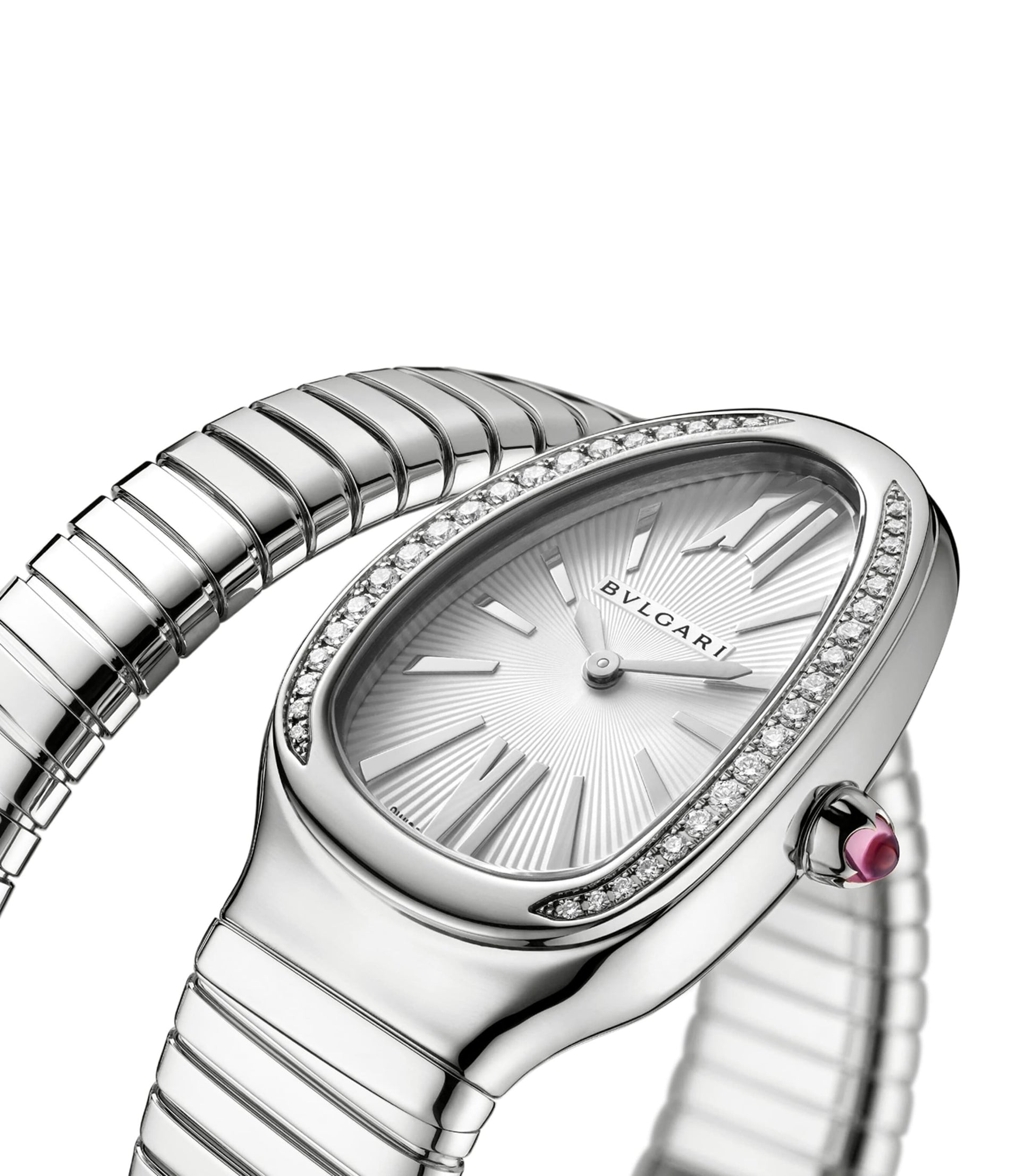 Stainless Steel and Diamond Serpenti Tubogas Watch 35mm